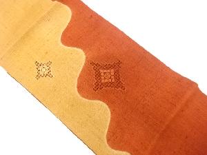 未使用品　手織り節紬カットワーク菱模様名古屋帯